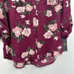 Byer California StitchFix  Christelle Burgundy Floral Button Down Shirt‎ Sz L NWT Photo 2