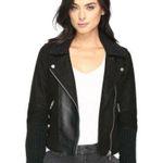 BLANK NYC Moto Jacket Womens XS Black Faux Suede Real Leather Cable Knit Mixed Photo 1