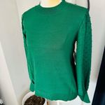 CeCe  Clip Dot Sleeve Sweater, Holiday Christmas Party Top, Green, Size Small NWT Photo 6