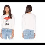 Wildfox kiss and tell crop oversized sweatshirt size small white with red Photo 2