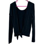 Fabletics  Size Medium Top‎ Shirt Black Tie Front Long Sleeve Athleisure Casual Photo 1