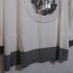 Tricot Chic Knit Cream and Black Long Sleeve Graphic Top Odd Art Luxury Size 10 Photo 3