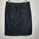 Talbots Size 10 Dark Blue Denim Jean Skirt Stretch Knee Length Front Pleat Photo 3