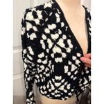 Elan  Kylee Macrame Crochet Cropped Cardigan in Black/White, S Photo 5