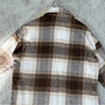 Banana Republic Women's Wool Blend Plaid Flannel Shirt Jacket Longline Brown M Photo 10