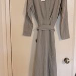 ZARA Linen Blend Midi Khaki Belted Dress Size XS Photo 5