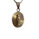 Vintage 14kt Gold Virgin Mary Pendant Necklace JGH Italy Catholic 3.71g Estate Photo 1