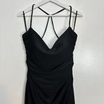 La Femme  Cross Back Satin Jersey Trumpet Gown in Black Size US 12 Photo 3