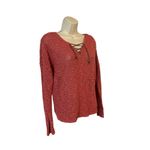 Ralph Lauren Lauren Jeans Co •Womens S Linen Blend Sweater Suede Leather Lace Up Photo 1