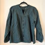Madewell Plaid Balloon-Sleeve Peasant Top Green Black Size XS Photo 2