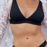 Aerie Longline Triangle Bikini Top Black Open Tie Back Stretch Neutral Size M Photo 0