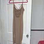 Boohoo  Nancy Strappy Back Bodycon Midi Dress Nude Photo 2