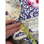 Tea & Cup  Small Floral Open Back Romper Lace Edging Blue Pink Photo 6