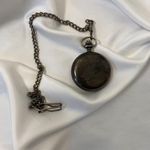 Vintage Inspired Quartz Large Silver Pocket Watch on Chain Photo 3
