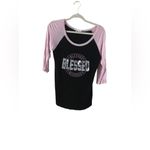 Unlisted Pink and Black Quarter Sleeve Top Medium Photo 1