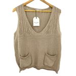 New Cellabie Womens Brown Sleeveless V Neck Knit Hollow Vest Sweater Size XL Tan Photo 0