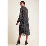 Anthropologie Maeve by  Sheer PolkaDot Ruffle Midi Dress Womens Small Black/White Photo 1