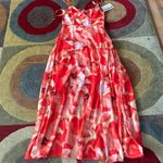 INDIKAH NWT  Seona Maxi Dress Orange Watercolor Print Spaghetti Straps Size Small Photo 0