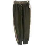 ZARA  Jogger Track Pants Army Green Metallic Gold Shiny Textured Size Small NWT Photo 1