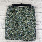 Talbots NWT Classic Boho Print Blue Green Tan WhiteStraight Lined Skirt Size 12 Photo 4