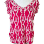 Solitaire Anthropologie Embroidered Top Boho Short Cap Sleeve Hand Stitched Sz L Photo 0