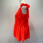 BiBi Fluorescent Orange Waffle Knit Lace Bow Straps Babydoll Ruffle Tank Top Size XL Photo 6