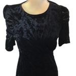 Who What Wear ruched puffed shirt sleeve tiered velvet midi dress black XS Photo 4