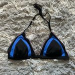 Womens Large L Bralette Bikini Top Swimsuit Black Blue Summer Pool Triangle Photo 0