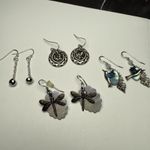 Dangle Drop Pierced Earrings Lot Of 4 Silver Tone Dragonfly Hummingbird Etc Photo 0