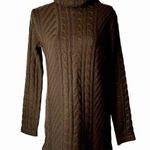 Ninovino Chocolate Brown Cable Knit Turtleneck Sweater Tunic 100% Acrylic Medium Photo 0