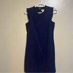 J Crew Factory Navy Ruffle Neck Suiting Dress Office Business 2 Petite NWT Blue Size 2P Photo 2