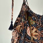 Madewell  Silk Cold Shoulder Tie Tassel Straps Sea Floral Crop Top size Large Photo 7