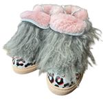 Sophia Webster Clara Sneakers Fur Shearling Leopard Print Statement Shoes Pink Size 6 Photo 1