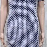 Topshop Geometric Knit Short Sleeve Bodycon Mini Dress Blue White Black Size 4 Photo 5