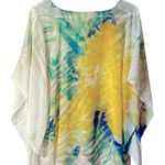 Chico's Chico’s‎ Paula Floral Poncho #570139445 Size Small/Medium Green Yellow Tropical Photo 8