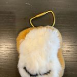 Faux Fur Fluffy White and Brown Toast Keychain Bag Charm Photo 1