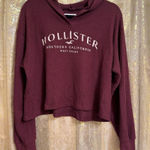 Hollister  Burgundy Waffle Oversized Cropped Hoodie Sweater Medium Photo 0