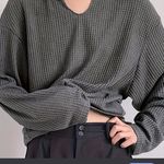 Mod Ref  gray cropped long sleeve thermal s/m contemporary casual boho winter Photo 0