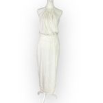 Michelle Mason Midi Dress Women's 2 Off White Gown Halter Sleeveless Open Back Photo 2