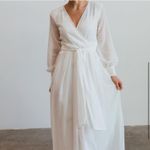 Baltic Born LYDIA DRESS White Sheer Long Sleeve Dress wrap style top MAXI DRESS Photo 6