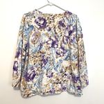Alfred Dunner White Tan Blue Lilac Purple Floral Embellished 3/4 Sleeve Sweater Photo 9