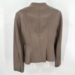 Calvin Klein Leather Jacket XS Women’s Fitted Sleek Taupe Tan Neutral Zip-flaws Photo 8