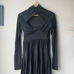 Rebecca Taylor  Pleated Knit Mock Neck Open Back Long Sleeve Black Maxi Dress XS‎ Photo 7
