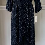 Laundry by Shelli Segal Laundry Faux Wrap Hi-Low Hem Maxi Dress in Navy/Gold Stars, NWT Photo 4