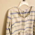 Denim & Co . Beach Long Sleeve Striped Gauze Tunic Size Medium Photo 4