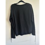 Pam & Gela  Lace-Up Sleeve Black Cotton Pullover Long‎ Sleeve Sweatshirt Medium Photo 1