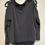 Acemi  Women’s Medium Cold Shoulder Soft Dusty Black 3/4 Sleeve Flowy Top. Photo 0