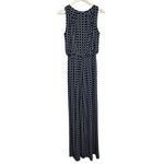 Tahari  Jumpsuit Women’s 10 Navy Geometric Polka Dot Sleeveless Belted Wide Leg Photo 4