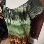 SOL Clothing sz 2X Maxi Dress Green Brown Resortwear Fairy Flowy Cotton FLAW Photo 3