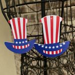 Uncle Sam Hat Earrings Statement Jewelry Labor Day July 4th Veterans Me… Photo 1